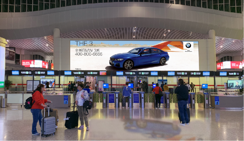 兰州中川国际机场安检正上方LED大屏广告